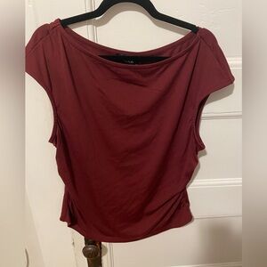 Cider Boatneck Burgundy Ruched Tank Top